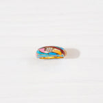 Colorful gold-plated silver ring with enamel design and small embedded stones