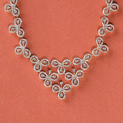 Silver Floral Necklace with CZ Stones