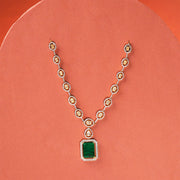 Statement Silver Necklace with Green Stone Highlight and CZs