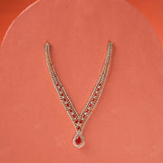 Graceful CZ and Silver Necklace with Red Stone Highlights
