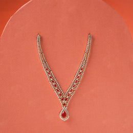 Graceful CZ and Silver Necklace with Red Stone Highlights