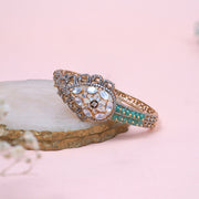 Silver Kada Bracelet with Kundan Stones