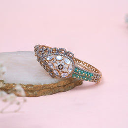 Silver Kada Bracelet with Kundan Stones