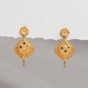 Silver Leaf Design Earrings with Floral Stud