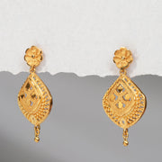 Silver Leaf Design Earrings with Floral Stud