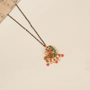 Black Bead Chain with Silver Peacock Pendant