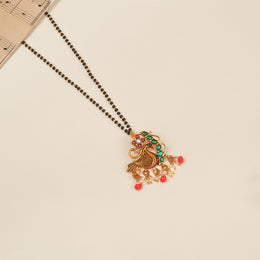 Black Bead Chain with Silver Peacock Pendant