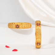 Traditional Silver Bangles with Lakshmi Kasu Design