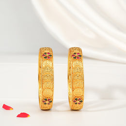 Traditional Silver Bangles with Lakshmi Kasu Design