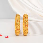 Traditional Silver Bangles with Ruby Potas