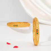 Traditional Silver Bangles with Emeralds and Rubies