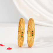 Traditional Silver Bangles with Emeralds and Rubies