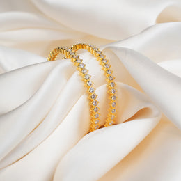 Simple Silver Bangles with Stones