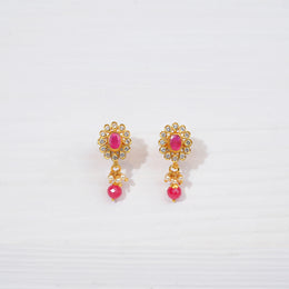 Fine Silver Floral Earrings with Rubies