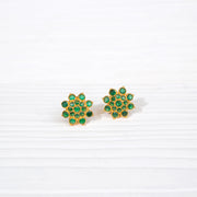 Fine Silver Studs with Emerald
