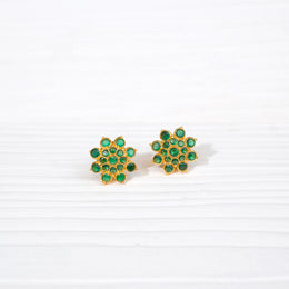 Fine Silver Studs with Emerald