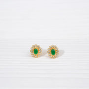 Emerald Oval Studs in Silver