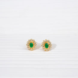 Emerald Oval Studs in Silver