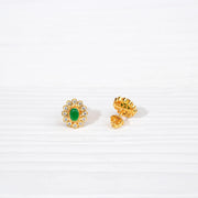 Emerald Oval Studs in Silver