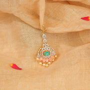 Silver Stone Studded Maang Tikka with Moissanite Stones and Pearls