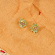 Green and Purple Moissanite Stone Silver Earrings