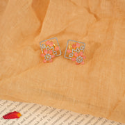 Silver Floral and Leaf Design Earrings with CZs and Moissanite Stones