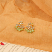 Green Stone Highlight Silver Earrings