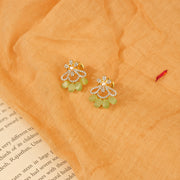 Green Stone Highlight Silver Earrings