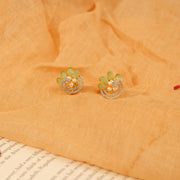 Pearl and Stone Highlight Silver Earrings