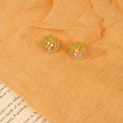 Pearl and Stone Highlight Silver Earrings