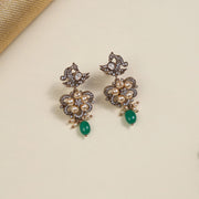 Victorian Emerald Earrings with Pearls and Peacock Stud