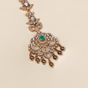 Victorian Silver Maang Tikka with Emerald Highlight