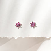 Free Mini Silver Flora Earrings with Stone Highlights