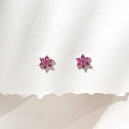 Free Mini Silver Flora Earrings with Stone Highlights