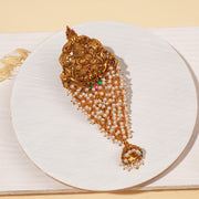 Temple Silver Lakshmi Devi Jada with Ruby Potas