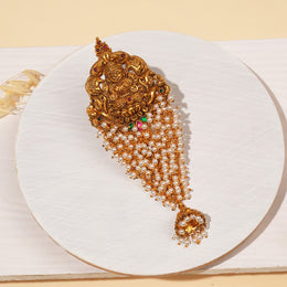 Temple Silver Lakshmi Devi Jada with Ruby Potas