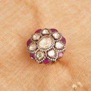 SIlver Kundan Studded Ring