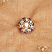 SIlver Kundan Studded Ring