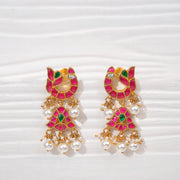 Silver Ruby Drop Earrings