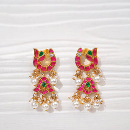 Silver Ruby Drop Earrings