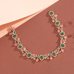 Silver Necklace with Moissanite Stone Highlights