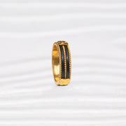 Simple Silver Finger Ring with Enamel Highlight