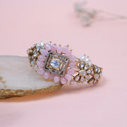 Broad Kada Bangle with Kundans and Stone Drops