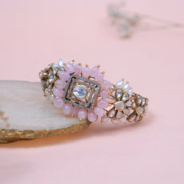 Broad Kada Bangle with Kundans and Stone Drops