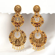 Silver Antique Double Chandbalis with Ruby Potas