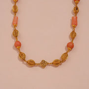 Stylish Silver Filigree Mala with Soft Pink Beads