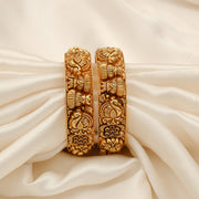 Traditional Silver Bangles with Kalash, Floral, and Peacock Design