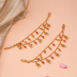 Silver Champaswaraalu with Floral Detailing and Pearls