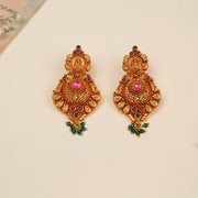 Silver Temple Finish Chandbalis wirh Lakshmi Kasu Stud