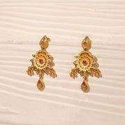 Striking Silver Floral Earrings with Pink Stones